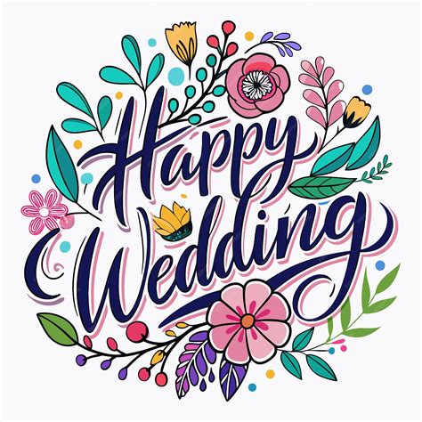 Premium Vector Happy Wedding Lettering Collections Wedding Lettering