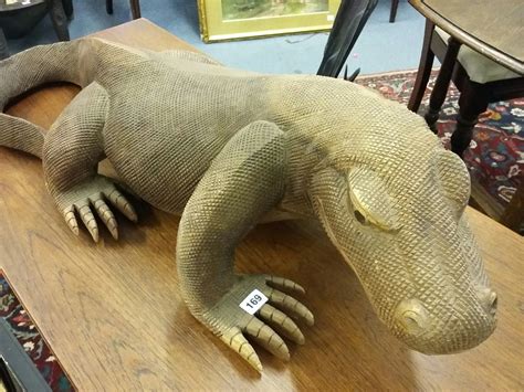 A Large Indonesian Carved Wooden Model Of A Lizard 40 Long Sold £80