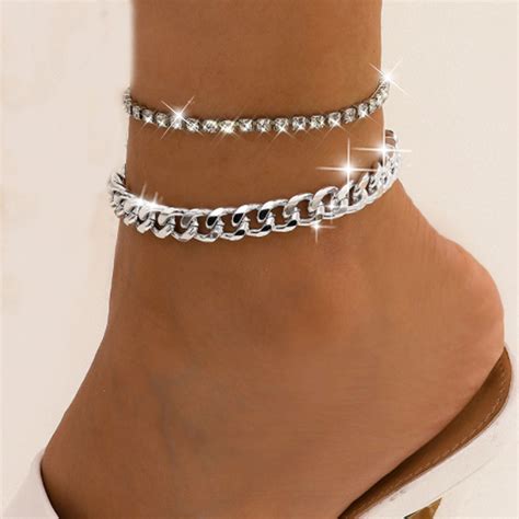 Cfxnmzgr Anklet For Women Gold Ankle Bracelets For Women Silver Cuban