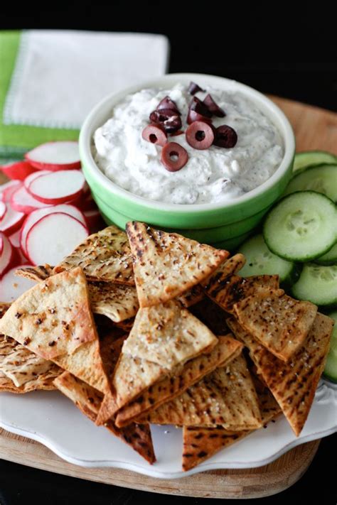 Kalamata Olive Feta Dip With Baked Lemon Pepper Pita Chips Recipe