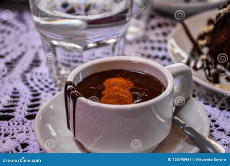 A Cup Of Hot Chocolate On The Table Stock Image Image Of Fresh Drink 126790961