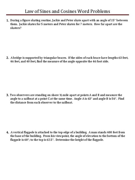 Law of Sines and Cosines Worksheet with Key (pdf). - Worksheets Library