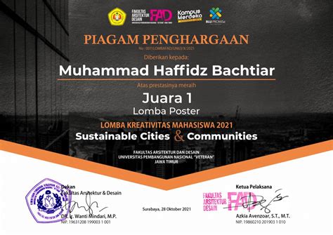 M Haffidz Bachtiar Juara 1 Lomba Kreatifitas Mahasiswa 2021 Kategori