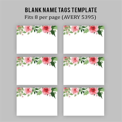 Floral Name Tags Template (Editable)