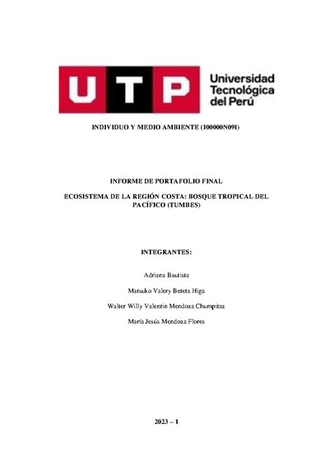 Semana Estructura Para El Informe Final Ptf Individuo Y Medio