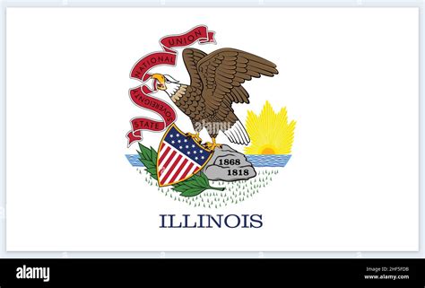 Accurate Correct Illinois State Flag With Seal Il Flat Vector Isolated