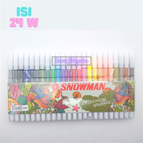 Jual Spidol Warna Snowman 24 Warna Colour Spidol Snowman Kecil Marker