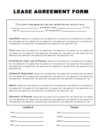 Rental Agreement Template - Free Printable Documents