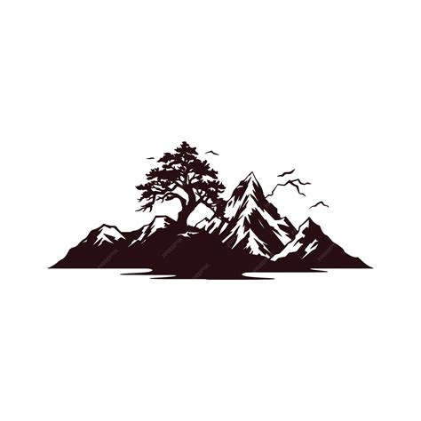 Premium Vector | Mountain landscape silhouette isolated on white ...