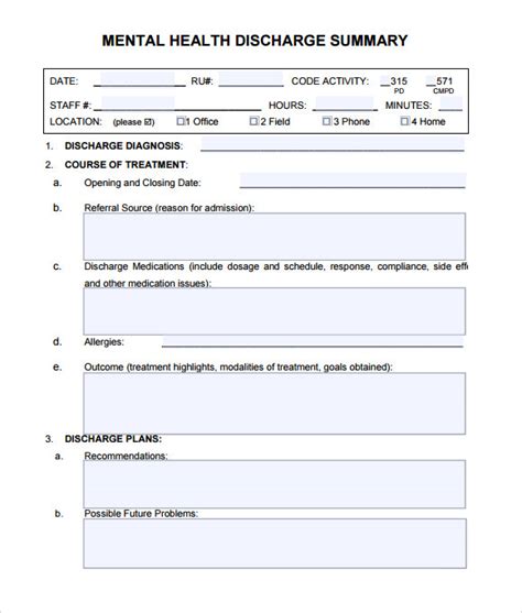 Free 7 Sample Discharge Summary Templates In Pdf Ms Word