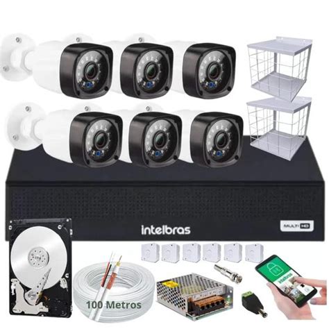 Kit 6 Câmeras de Segurança hd Dvr 8 Ch Intelbras Full hd Completo