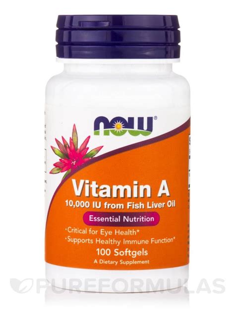 Витамин A 10000 IU | Vitamin A | Now Foods, 100 Дражета