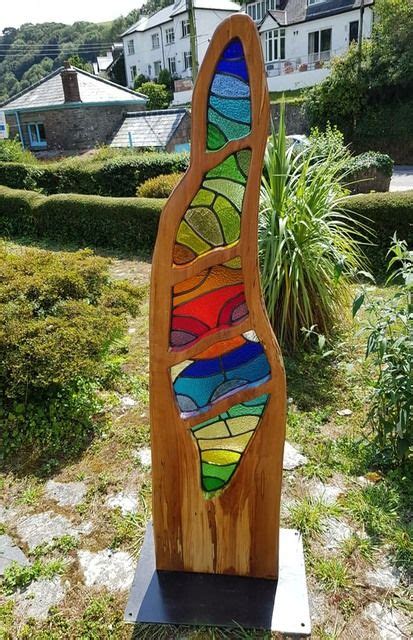 Aqua Stained Lead Glass Wood Garden Sculptures Artofit