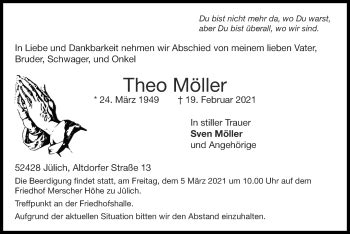 Traueranzeigen von Theo Möller Aachen gedenkt