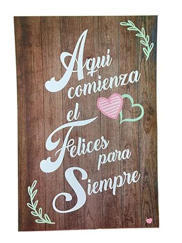 Cartel Bienvenidos a nuestra Boda Aquí comienza el Felices para Siempre