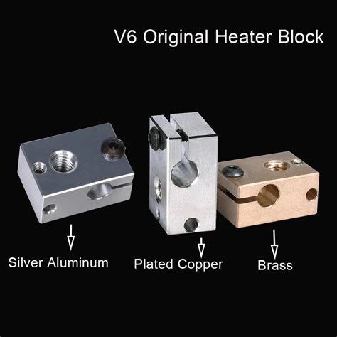 V6 Plated Copper Heater Block V6 Brass V6 Heat Block PT100 3D Printer