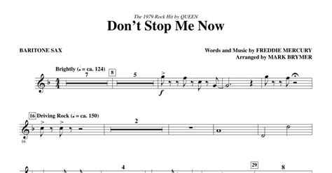 Don T Stop Me Now Arr Mark Brymer Baritone Sax Choir Instrumental Pak