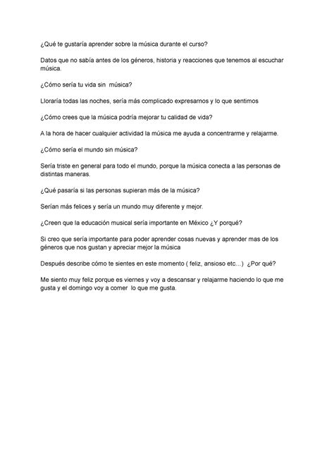 Actividad 1 Expresion Musical ¿qué Te Gustaría Aprender Sobre La