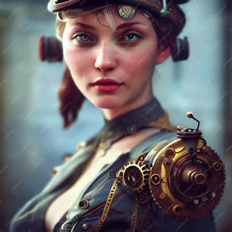 Premium Photo Steampunk Woman Portrait Illustration