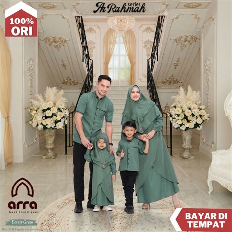 Jual Sarimbit Keluarga Lebaran Arra Original Sage Green Gamis