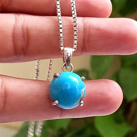 Natural Sleeping Beauty Turquoise Pendant Sterling Silver Gemstone