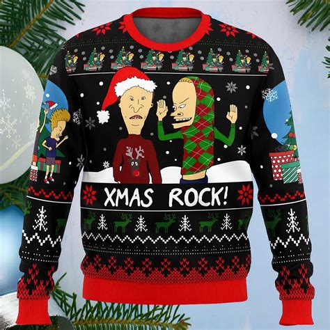 Xmas Rock Beavis And Butthead Ugly Christmas Sweater Nouvette