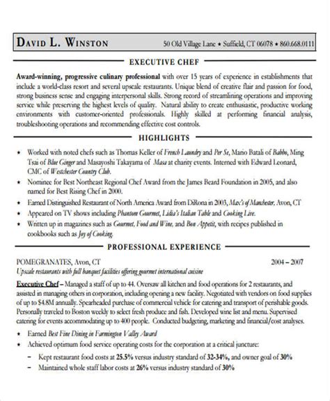 Restaurant Cook Resume Sample