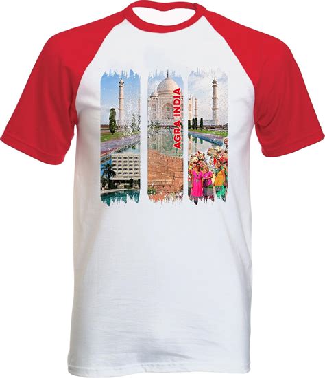 Teesquare St Taj Mahal Agra India Tshirt Con Manga Corta Roja T Shirt