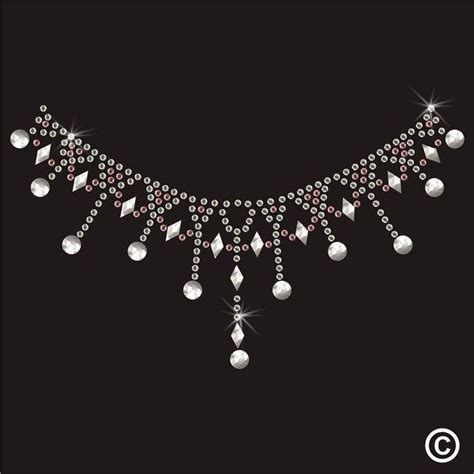 Neckline Rhinestone Diamante Transfer Iron On Hotfix Crystal Motif