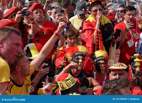 Belgian Football Fans Singing At Saint Petersburg Stadium During Fifa