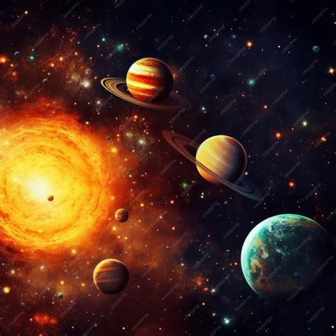 Premium Photo | Portrait of abstract background with the sun and planets