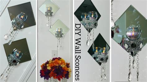 Dollar Tree Diy Mirrored Wall Sconces Glam Home Decor Youtube