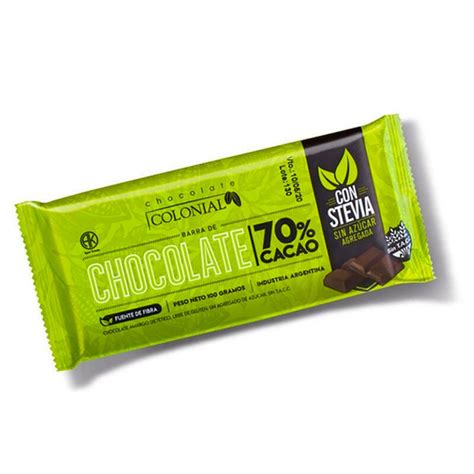 Chocolate Colonial 70 Cacao Con Stevia X 100 Grs X Un Miser Diet