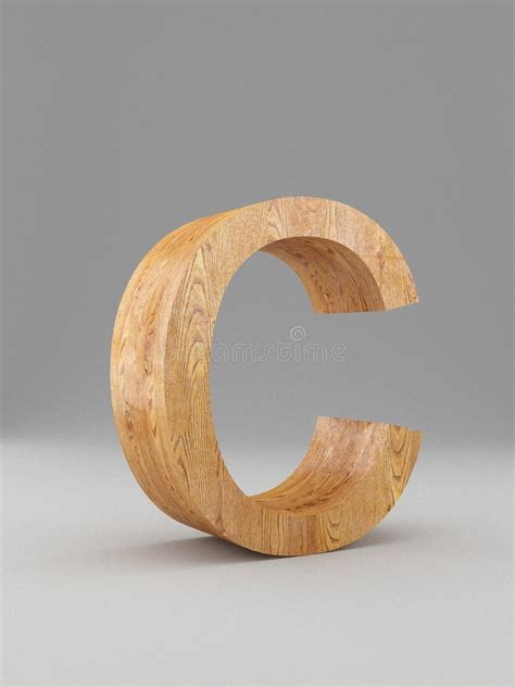 3D Alfabeto Di Legno Decorativo Lettera Maiuscola C Isolato