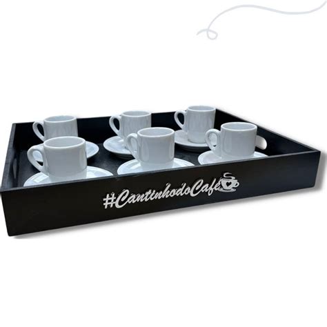 Kit Cantinho do Café Bandeja mdf e Xícaras Porcelana Elo7