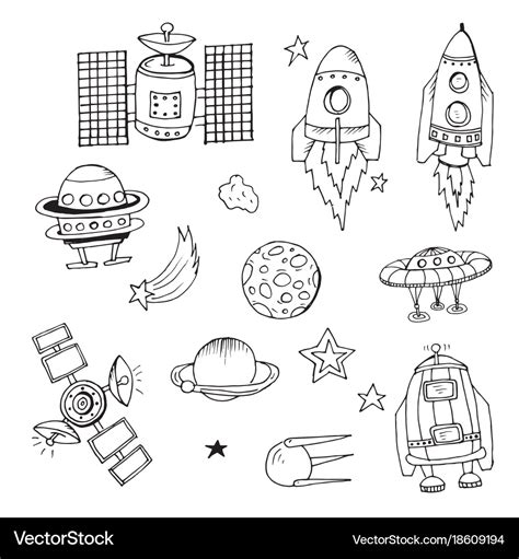 Doodle Rocket Royalty Free Vector Image Vectorstock