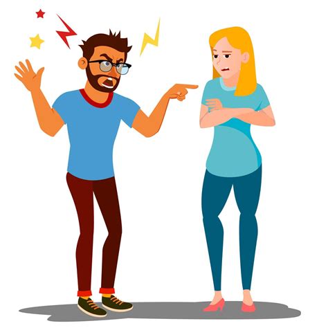 Quarrel Man And Woman Vector Conflict Disagreements Quarreling