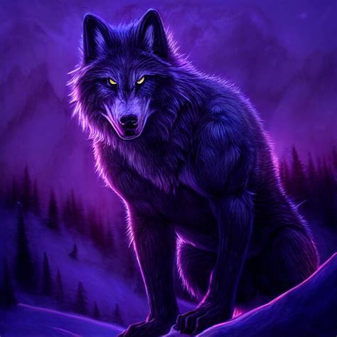 Pintura De Un Lobo Sentado En La Cima De Una Colina Generativa Ai