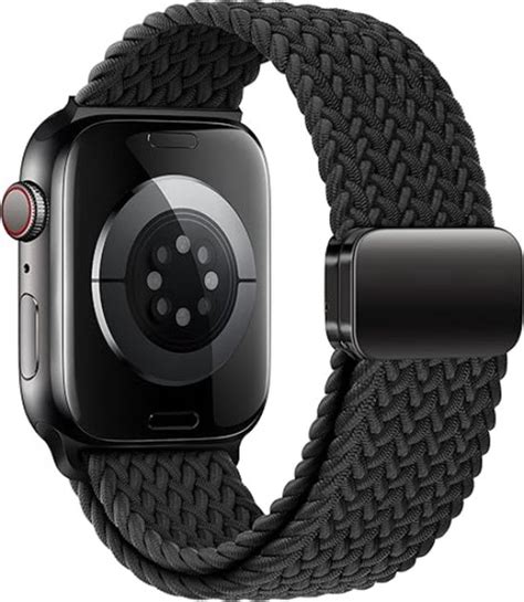 Braided Nylon Band Met Magneetgesp Zwart Geschikt Voor Apple Watch