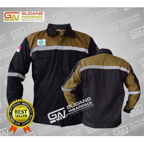 Jual Wearpack Safety Atasan HITAM Kombinasi COKLAT Kemeja Safety Baju