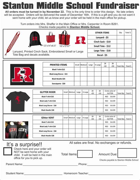 Spirit Wear Order Form Template Free Ad Parkland Wrestling Booster Club