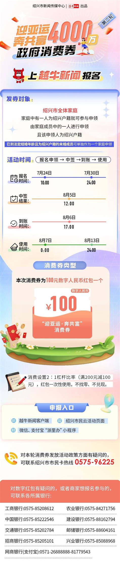 绍兴第二轮政府消费券7月24日起报名，攻略速看