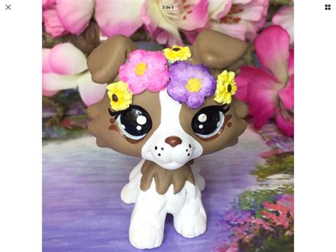 Littlest Pet Shop Cute Collie Flowers Dog Ooak Custom Nice Etsy