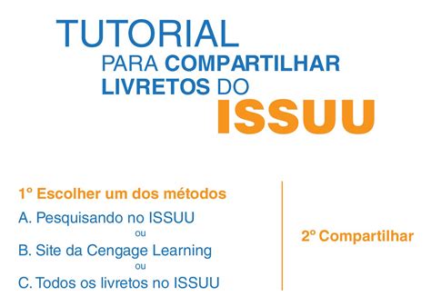 Tutorial Para Compartilhar Livretos Do Issuu By Cengage Brasil Issuu