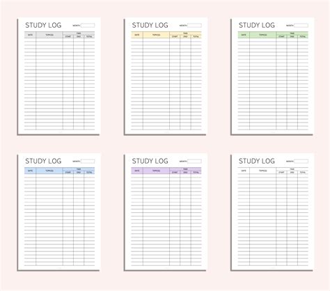Study Log Printable - Study Hours Tracker - Revision Log - Hours Spent