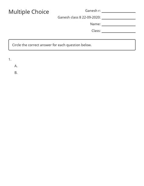 Multiple Choice Worksheet Generator