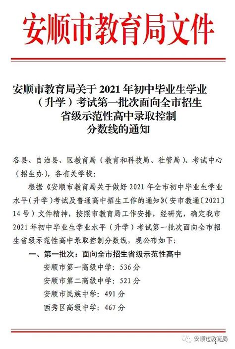 【安顺生活】2021年安顺市中考分数线公布澎湃号·政务澎湃新闻 The Paper