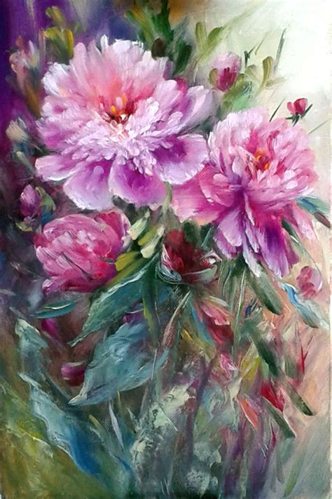 Bouquets De Fleurs En Peinture Tableaux De Peinture Moderne Huile Sur