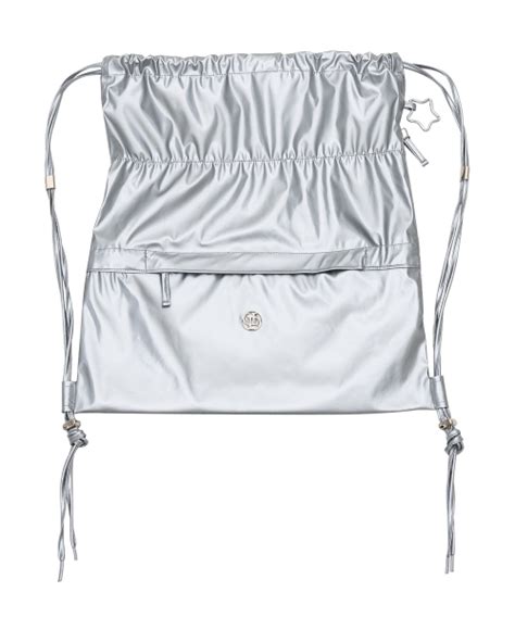 MUSINSA Don T Ask My Plan Glossy String Backpack Silver