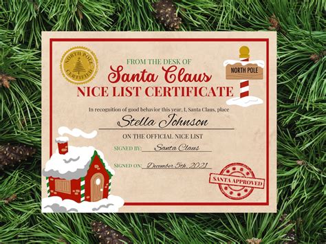 Editable Santa Claus Official Nice List Certificate Letter Etsy